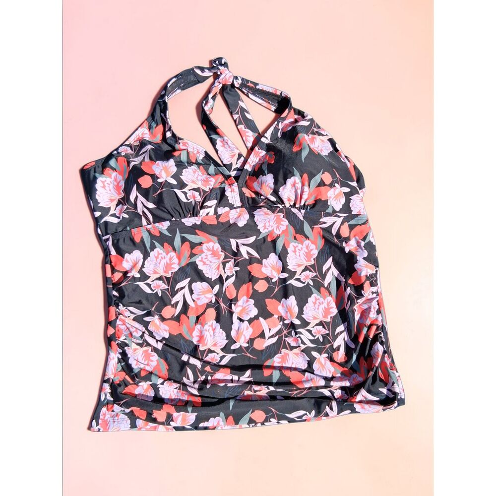 MEET CURVE NWT Plus Size 2XL Floral Halter Tankini Top- Swimwear, Summer